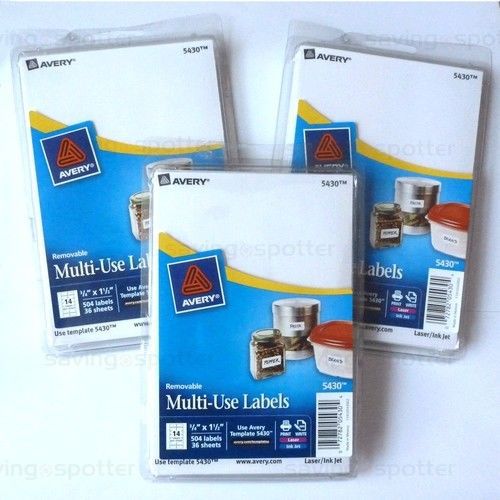 Avery 5430 Removable White Multi-Use Labels 3/4&#034;x1-1/2&#034; Laser/InkJet 1512 labels