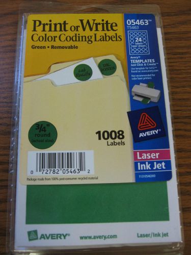 Avery dennison 05463 round green color coding label - 0.75&#034; diameter-removable for sale