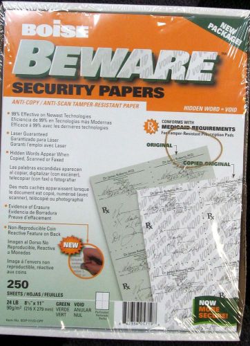 Boise beware security paper -250 sheets- green-void for sale