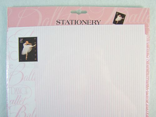 USPS/ENSEMBLE/HALLMARK~PINK BALLET/BALLERINA STATIONERY KIT~PAPER&amp;ENVELOPES~1998