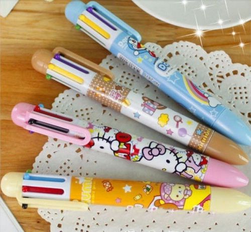 4 pcs a lot Cartoon PVC colored-light Ball Point Pen Ballpoint Pens Ballpen