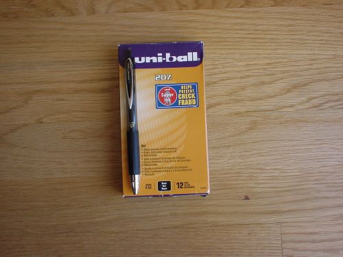 NEW Uni-ball Signo 207 Gel Pens, Black Ink, 0.5mm Micro Point, 12 Pens