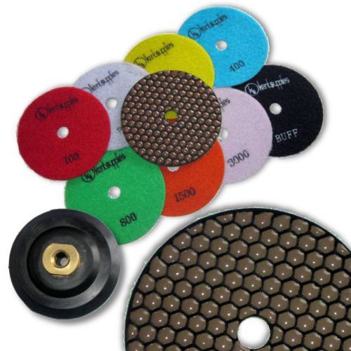 Kent 10 dry 5&#034; premium quality, 2mm thick, diamond polishing pads, m14 holder for sale