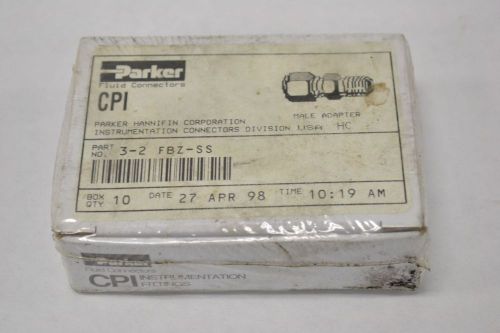 LOT 10 NEW PARKER 3-2 FBZ-SS 3/16IN FERRULE TUBE 1/8IN NPT MALE ADAPTER B272357