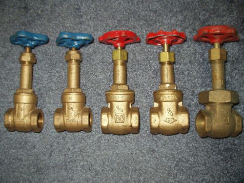 3 / 4 INCH  BRASS  GATE  VALVES  Lot of 5 New