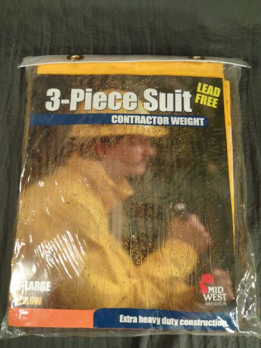 MIDWEST CONTRACTOR WEIGHT 3 PC SUIT. RAIN JACKET &amp; BIB PANTS STYLE 3000 SIZE XL