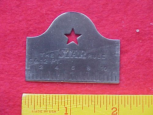 RARE VINTAGE PRINTER&#039;S TYPE GAUGE. 6 &amp; 12 PT. AGATE INCHES. STAR RULE