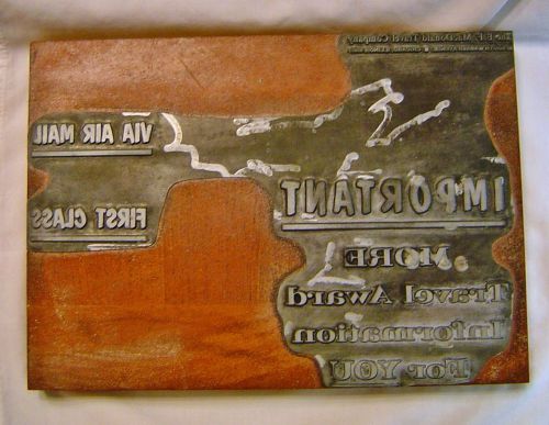 Important via air mail first class e.f macdonald travel chicago- printers block for sale