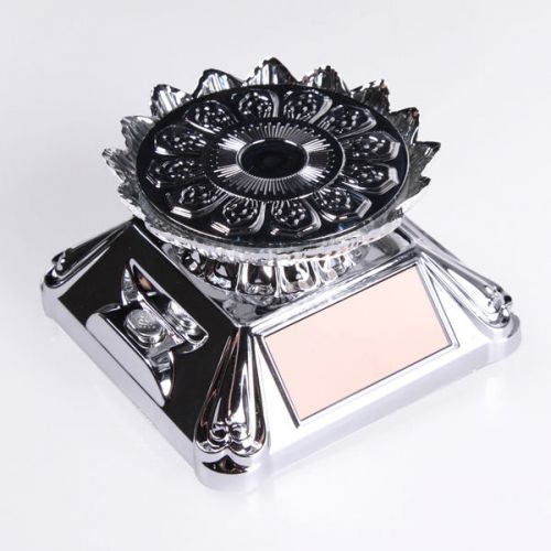 Retro Solar Powered Jewelry Phone Watch Rotating Display Stand Turntable Lotus