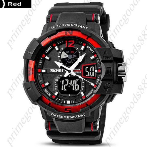 50m water proof analog digital date alarm wrist led timer wristwatch men&#039;s red for sale