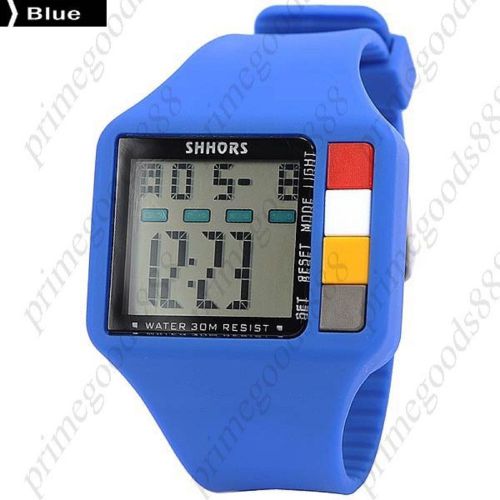 Digital stopwatch date alarm silica gel free shipping men&#039;s wristwatch blue for sale