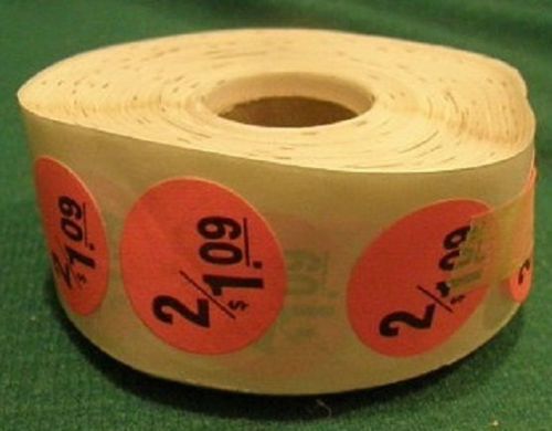 2/$1.09  retail store price stickers roll tags yard sale grocery store for sale