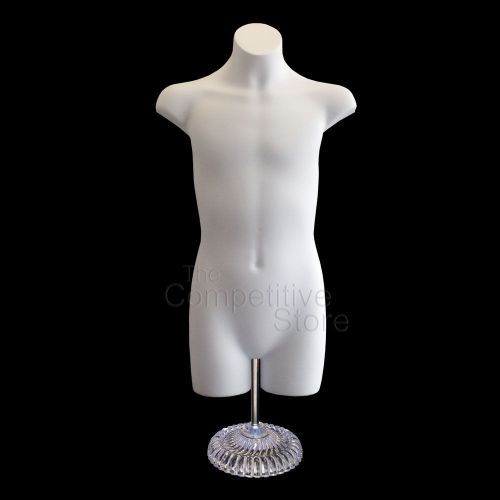 Teen Boy White Dress Mannequin Form With Economic Plastic Base Sizes 10 -12