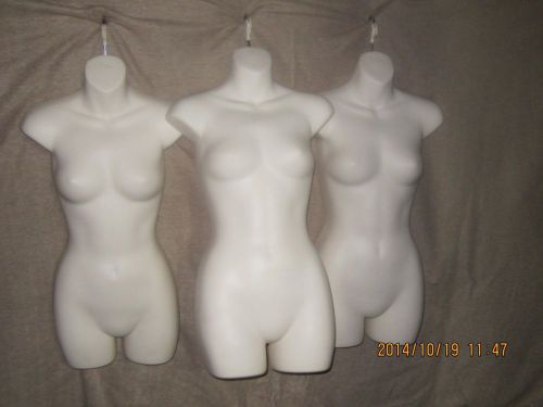 WOMANS HALF TORSO MANNEQUINS WITH HANGING HOOKS LOT OF 3