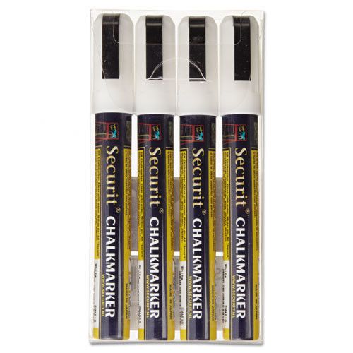 Securit Liquid Chalk Chisel Tip Marker (Pack of 4) White