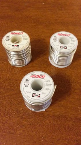 Harris BRIDGIT .125inch Diameter BRGT61 Lead Free Solder QTY-3-1lb spools -NEW-