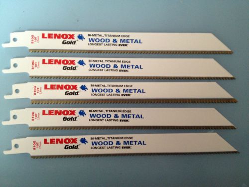 5 Lenox Gold 810G Bi-Metal Titanium Reciprocating Blades Wood &amp; Metal 8in 10T