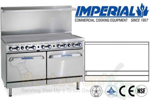 IMPERIAL COMM RESTAURANT RANGE 60&#034; GRIDDLE W/ 2 OVENS NAT GAS MODEL IR-G60-CC