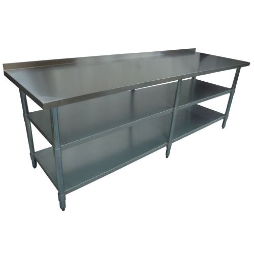 2438 x 762mm NEW KITCHEN FOOD WORK BENCH TABLE + 2 GALVANISED STEEL UNDER SHELF