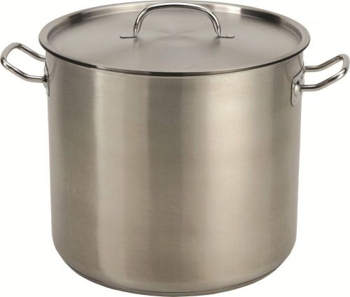 32-35 qt quart heavy duty tri-ply thick base stainless steel stock pot w/lid for sale