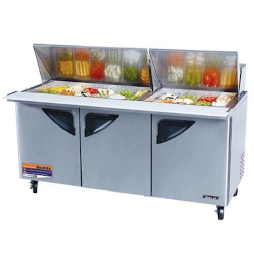 New turbo air 72&#034; super deluxe mega top ss sandwich &amp; salad prep! 3 doors! for sale