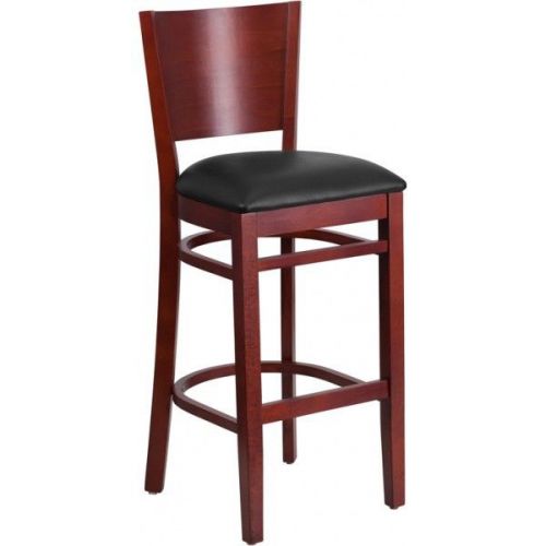 Flash Furniture XU-DG-W0094BAR-MAH-BLKV-GG Lacey Series Solid Back Mahogany Wood