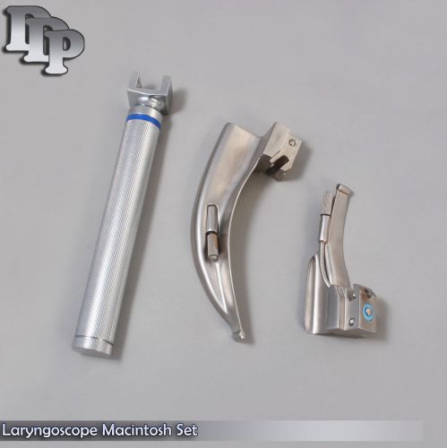 LARYNGOSCOPE SMALL HANDLE AA + 2 MACINTOSH BLADE #0 and #2 ENT ANESTHESIA SET