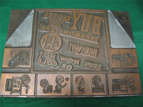 Rare / vintage tel tru thermometer advertising metal printers plate for sale