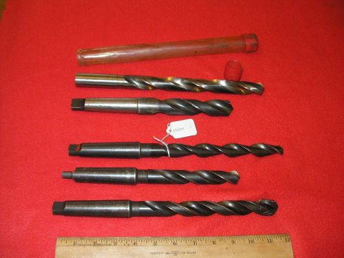 4 no. 3 morse taper drill bits &amp; 1 coolant type round shank 2 trw guhring for sale