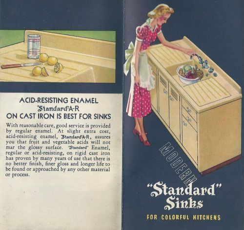 Kitchen Sinks Standard Sanitary Mfg. Co. Pittsburgh PA Vintage 1938 Brochure