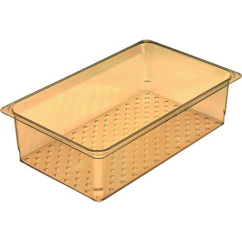 CAMBRO HIGH HEAT COLANDER PANS, GN 1/1, 5&#034; DEEP, 6PK AMBER 15CLRHP-150