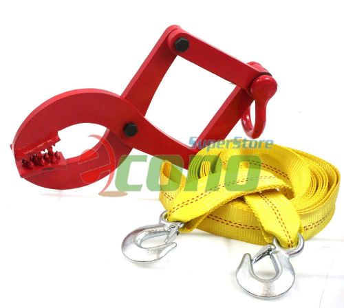 1 TON TRUCK PALLET PULLING SCISSOR CLAMP PULLER GRIP GRIPPER w/ 20FT TOW STRAP