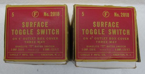 10 Circle F Surface Toggle Switch on 4&#034; Outlet Box Cover Bakelite New Old Stock