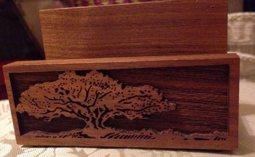 Lasercraft Laser Cut Engraved Walnut Wood Business Card Holder Wooden Tree