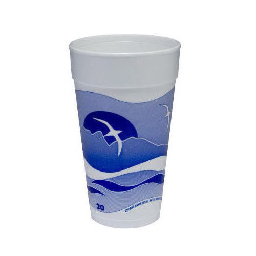 DART® 20 Oz Printed Horizon Foam Hot / Cold Cup 25 / Bag in Blueberry / White