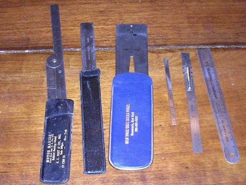 VINTAGE 6 STAINLESS STEEL ADVERTISING POCKET RULERS