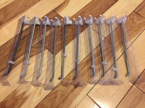 Lot 10 9&#034; peg board slatwall hooks chrome store hanger