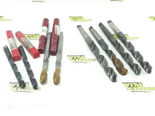 LOT OF 8 HSS 2MT TWIST DRILLS 17/32&#034; TO 25/32&#034; CLEVELAND MORSE GUHRING LEXINGTON