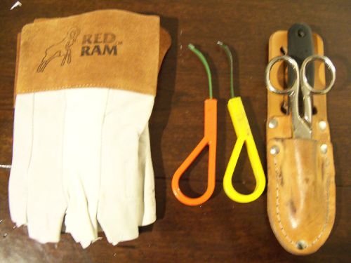 Klein Tools Electrician&#039;s Scissors 5187 SCISSORS SPLICER KNIFE GLOVES 2 NEEDLES