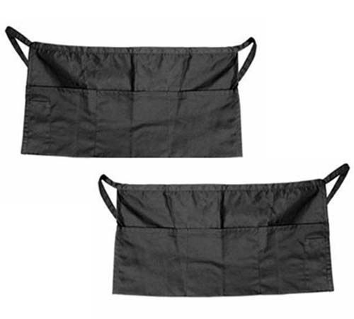 Set Of 2 Black Server Waist Half Apron Waiter Waitress Cafe Commercial Bartender