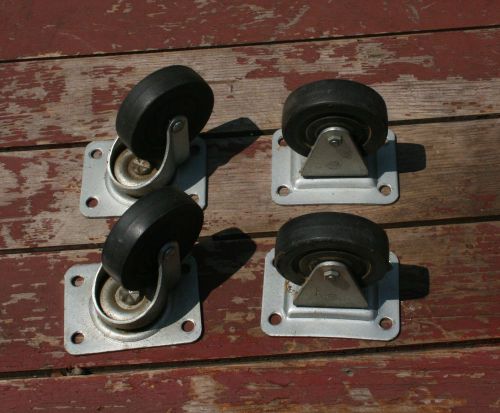 SET OF 4 CASTER WHEELS 2 FIXED 2 SWIVEL 3&#034; NYLON WHEELS HEAVY DUTY