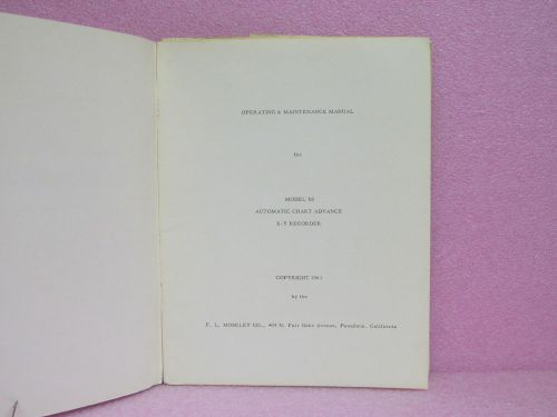 Moseley Manual 6S Automatic Chart Advance X-Y Recorder Oper. &amp; Maint. Man. w/Sch