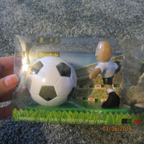 Scotch Magic tape dispenser soccar ball and player