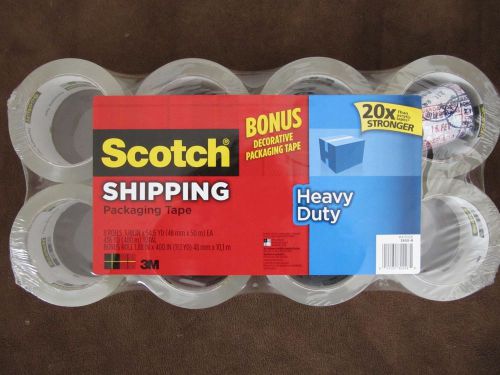 Scotch shipping packaging tape heavy duty 3m 8 rolls bonus decorative tape for sale