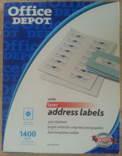 White laser address labels - 1.33&#034; width x 4&#034; length - 2450 office depot labels for sale