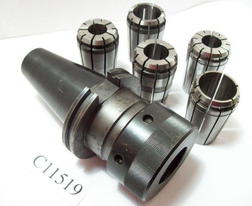 Parlec cat50 tg150 collet chuck w/ (5) tg 150 collets cnc cat 50 lot c11519 for sale