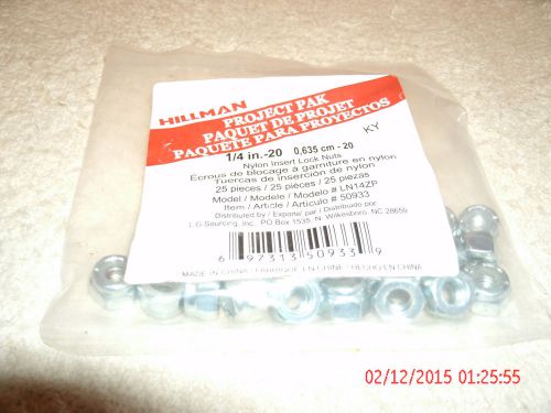 HILLMAN NYLON  INSERT 1/4in. -20 LOCK NUTS[25ct.] #50933