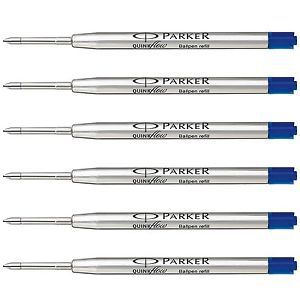 Parker quinkflow ballpen medium point blue ink refill pack of 6-refills for sale