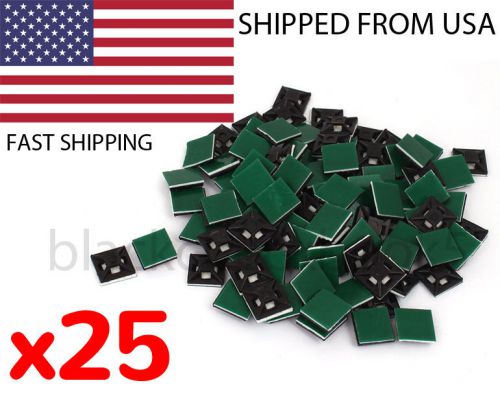 25 pcs adhesive cable tie mount clip .75&#034;x.75&#034; zip tie holder 20mm x 20mm for sale