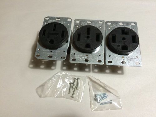 Lot Of 3 FLUSH MOUNT POWER OUTLETS - BLACK